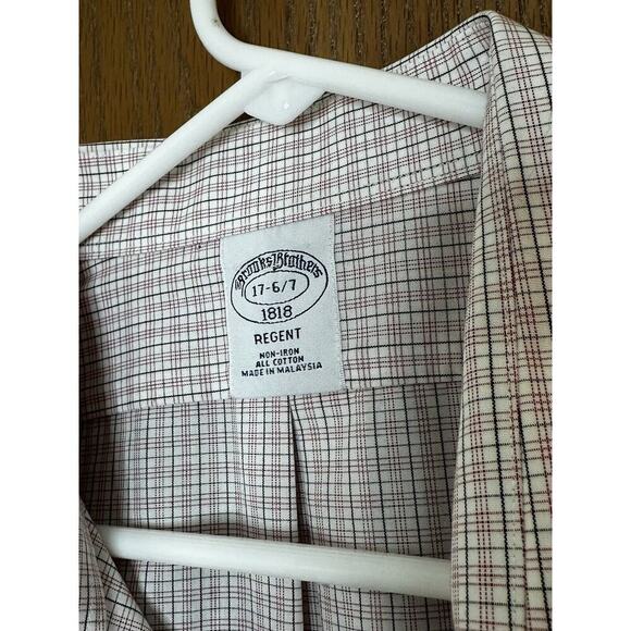 Brooks Brothers Button Shirt Mens 17 6/7 Striped Non-Iron 1818 Red White REGENT - Picture 3 of 8